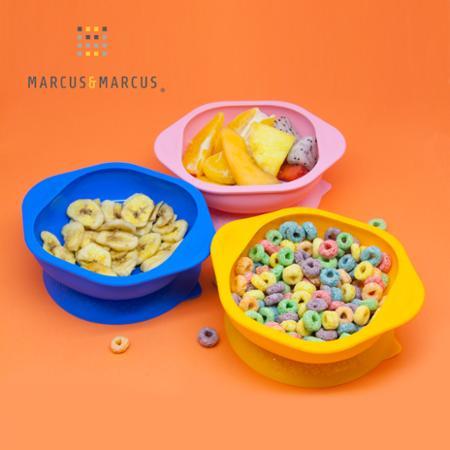 【MARCUS＆MARCUS】動物樂園矽膠防漏幼兒學習吸盤碗-獅子(紅)
