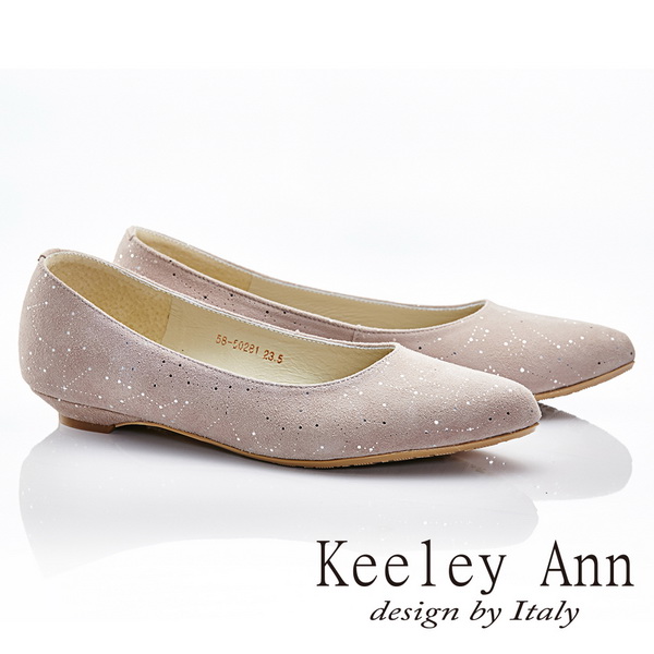 Keeley Ann 獨特優雅~太空星辰閃耀紋路真皮軟墊平底鞋(香檳色585028190)
