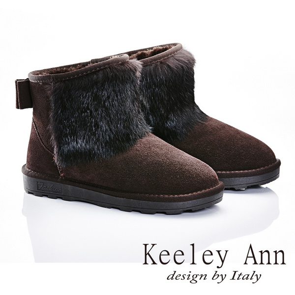 Keeley Ann 暖心冬季~獨特牛絨毛溫暖舒適個性雪靴(咖啡色587158270)