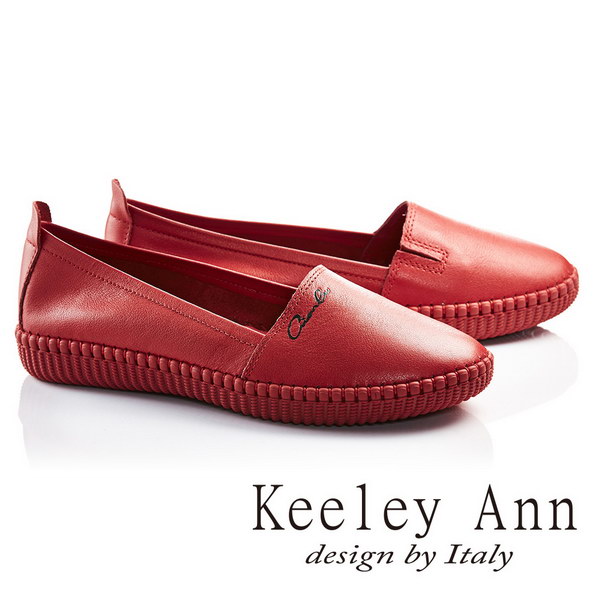 Keeley Ann全真皮素面質感舒適輕便休閒鞋(紅色686568150)
