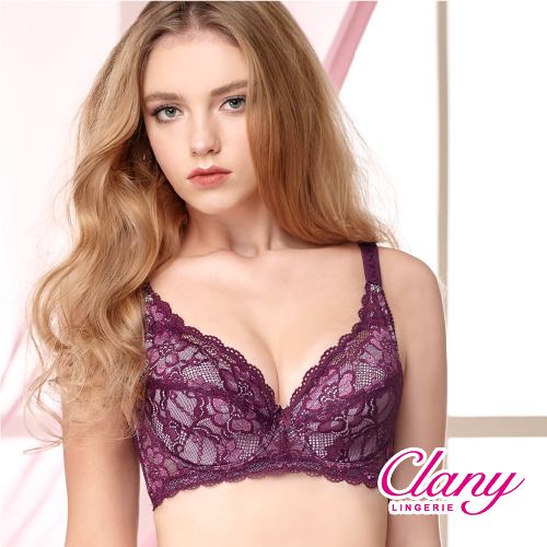 【可蘭霓Clany】典雅無痕蕾絲高脅邊高包覆EF內衣(華麗紫 6918-93)