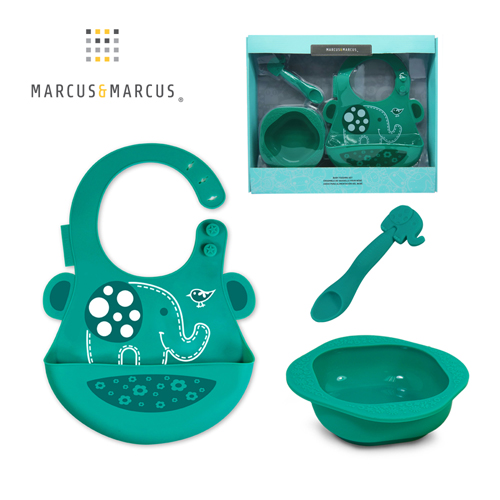 【MARCUS&MARCUS】動物樂園餵食禮盒組-大象(綠)