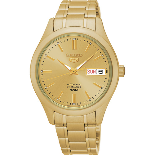 SEIKO 精工5號盾牌日曆機械女錶-金/34mm 7S26-04K0G(SNK876J1)