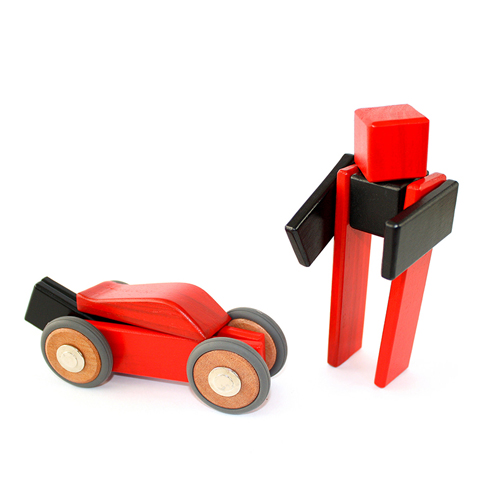 美國 Tegu 無毒安全磁性積木 - 噗噗車系列 - 達特(紅)