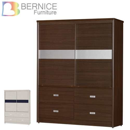 Bernice-貝琪5.1尺拉門/推門四抽衣櫃-兩色可選