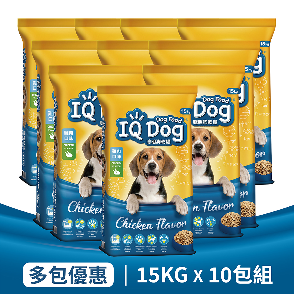 【IQ Dog】聰明乾狗糧 - 雞肉口味成犬配方 15kg x 10包
