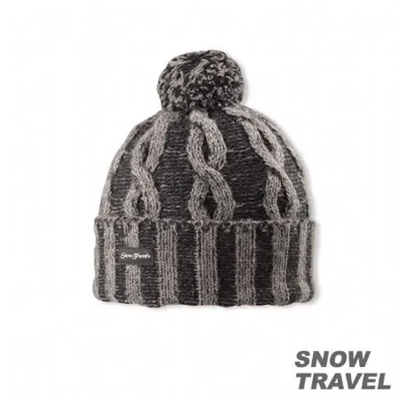 SNOWTRAVEL 圓球防風保暖羊毛帽(黑色)