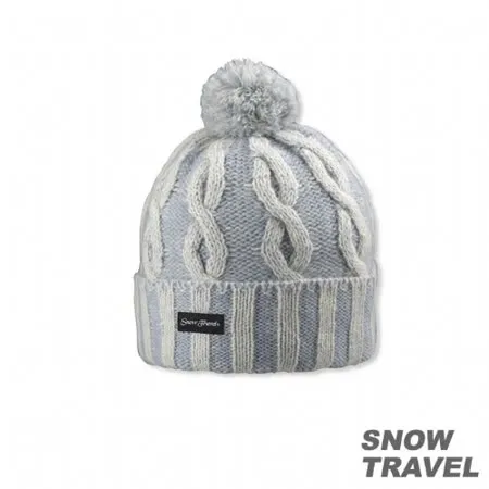 SNOWTRAVEL 圓球防風保暖羊毛帽(淺藍)