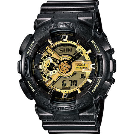 CASIO 卡西歐 G-SHOCK 黑金狂潮重機雙顯錶 GA-110BR-5ADR
