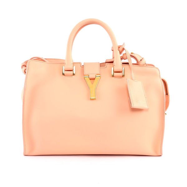 【YSL】金字logo 小牛皮 手提 斜背 二用手袋_展示品 (蜜粉色)