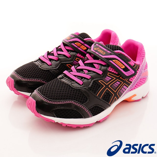 日本asics亞瑟士-流線透氣運動款-(C728N-9090黑桃-19~24.5cm)