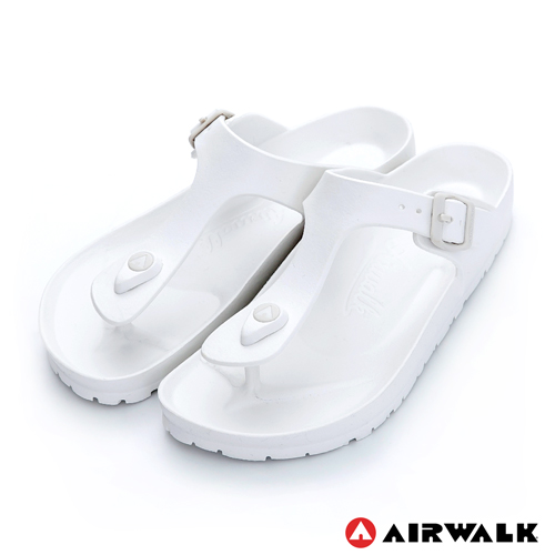 AIRWALK(女) -AB拖 EVA中性T字羅馬夾腳拖鞋-T白色