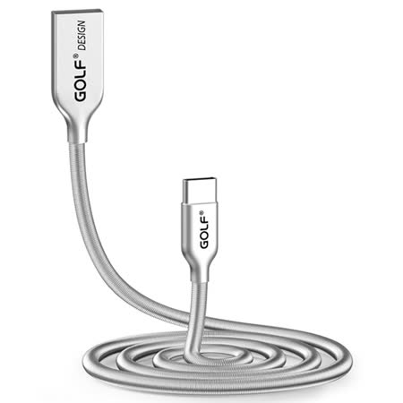 Golf USB 2.0 轉 Type-C 鋅合金接頭彈簧傳輸線(1M)
