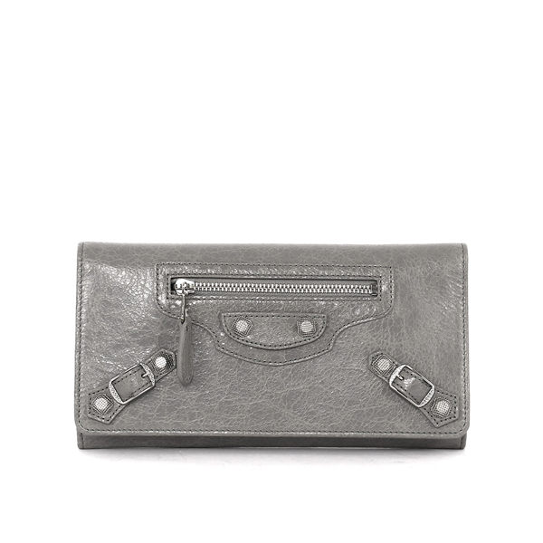【BALENCIAGA】銀釦壓釦長夾 (水泥灰 GRIS PYRITE)