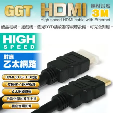 HDMI 1080P/2K/4K相容 3M 圓線(裸裝)