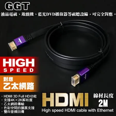 HDMI 1080P/2K/4K相容 2M 扁線(裸裝)