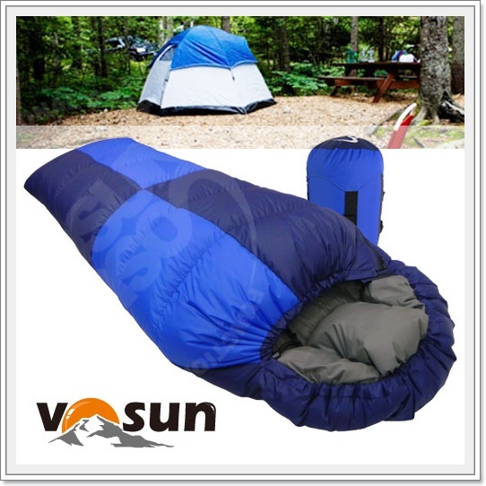 【台灣 VOSUN】(美國杜邦Tactel) 頂極水鳥羽絨睡袋 1000g.可左右合併.全開.信封型立體隔間.防潑抗撕裂(旅行 露營 登山) UFO1000 FB-014