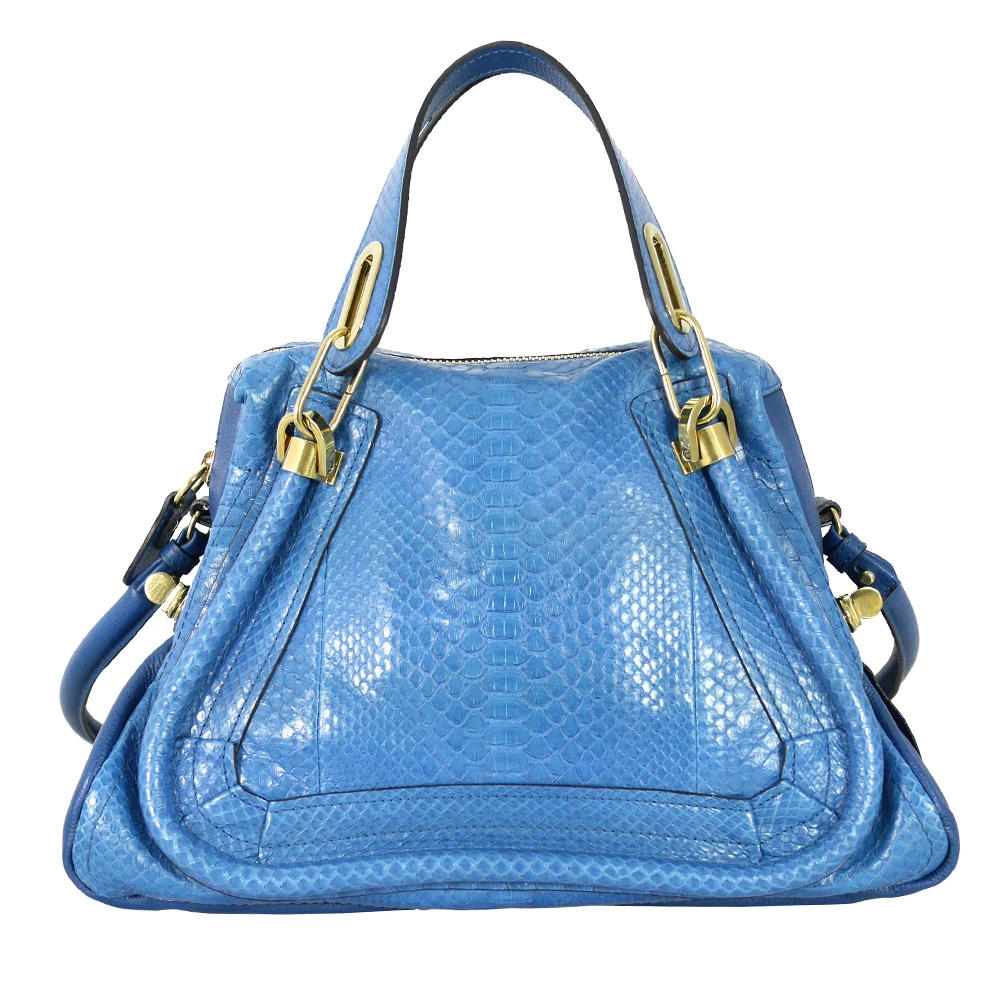 【CHLOE】蟒蛇皮中型Paraty_展示品(珊瑚藍)