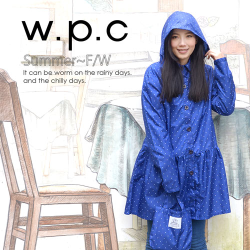 【w.p.c】微甜裙襬款。時尚雨衣/風衣(R1006)_寶石藍