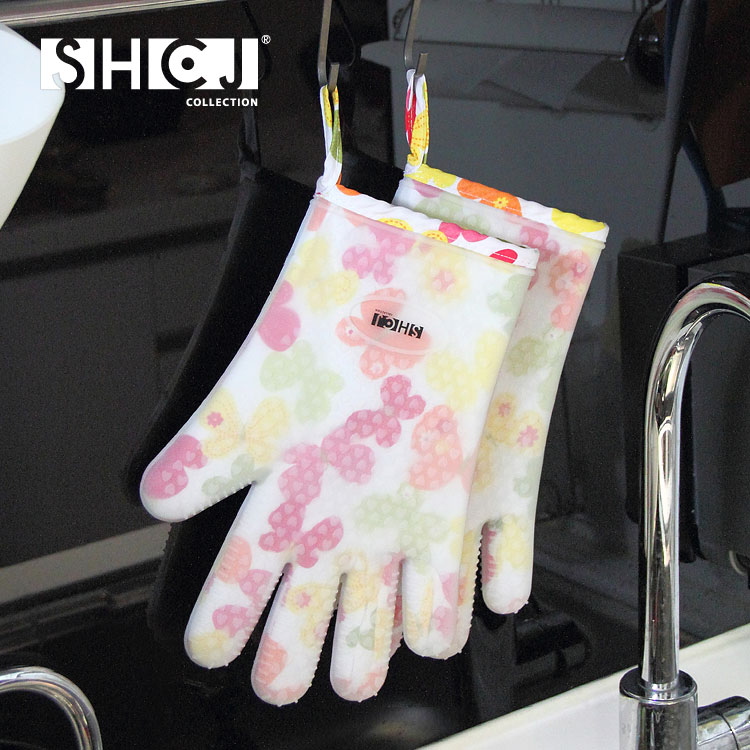 【SHCJ生活采家】五指型雙層防燙矽膠隔熱手套(2入組)#99409