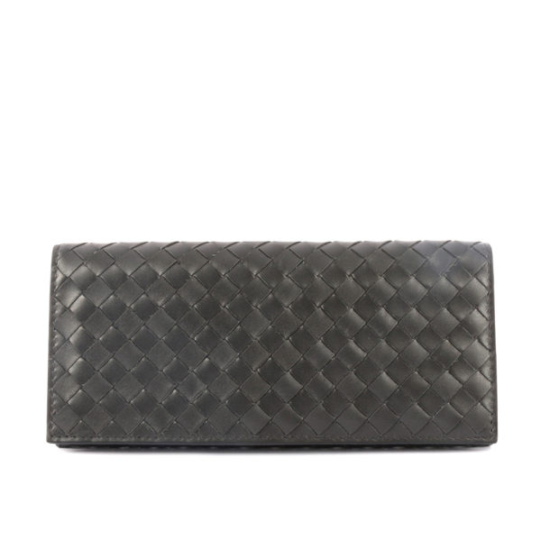 【BOTTEGA VENETA】編織經典款對開長夾 (石墨灰色)