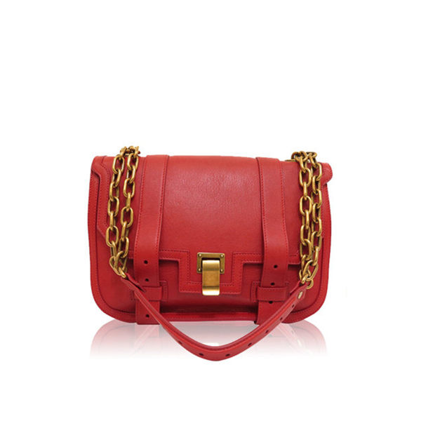 【PROENZA SCHOULER】復古 金鏈小羊皮肩包_展示品 (口紅色)