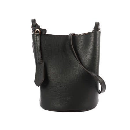 【BURBERRY】
Haymarket格紋皮革斜背水桶包(黑色)