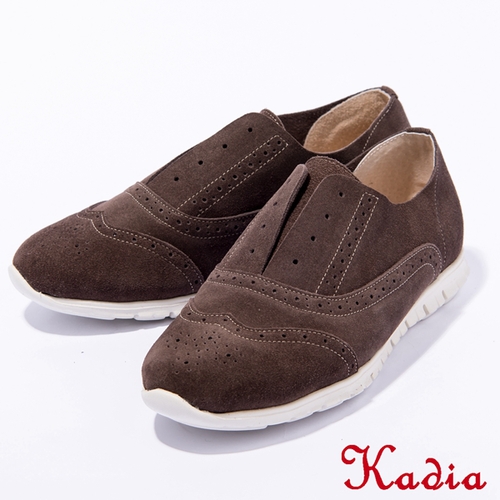 Kadia.牛反毛皮牛津休閒鞋(棕色)