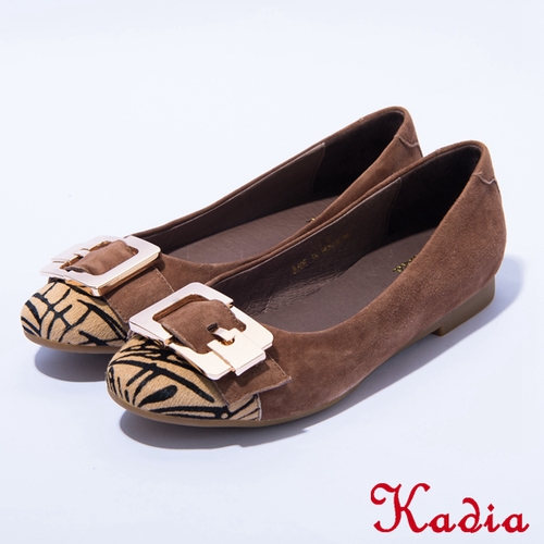 kadia.金屬飾扣反毛羊包鞋(棕色)