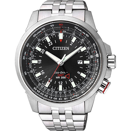 CITIZEN 星辰 Eco-Drive光動能時尚飛航時間腕錶/45mm/BJ7071-54E