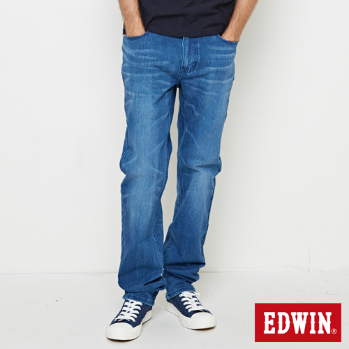 EDWIN 加大碼 迦績褲JERSEYS棉感直筒牛仔褲-男-漂淺藍