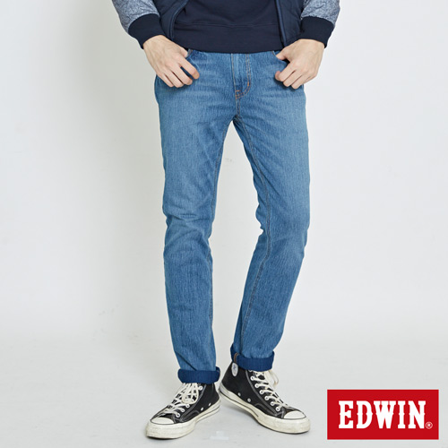 EDWIN 加大碼 迦績褲JERSEYS復古棉直筒褲-男-石洗藍