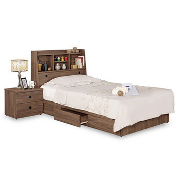 HAPPYHOME 達拉斯3.5尺書架型單人床-不含床墊-床頭櫃C7-665-3兩色可選-免運費