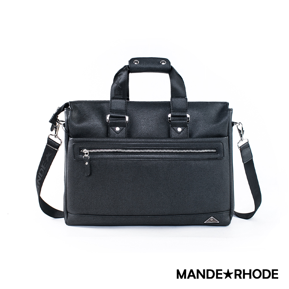 MANDE RHODE - 里米尼 - 硬挺十字紋手提橫式公事包 - MR-52871