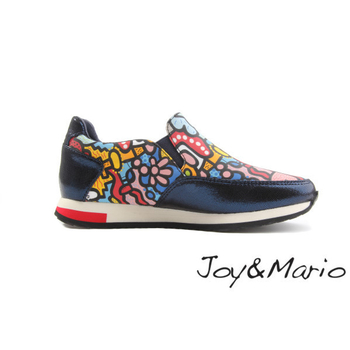 【Joy&Mario】歐美塗鴉運動休閒鞋 - 73033W NAVY-美碼5.5
