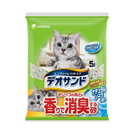 日本Unicharm消臭大師 尿尿後消臭貓砂-肥皂香 (5L x 4包)