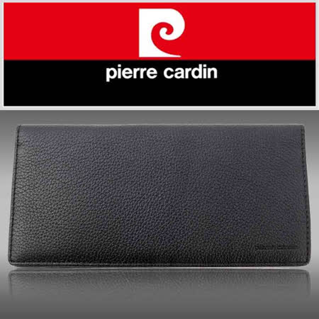 【pierre cardin皮爾卡登】紳士系列潮流荔枝紋真皮長夾黑色-P21021
