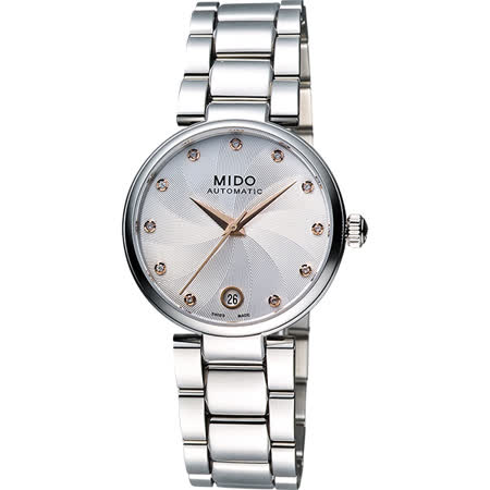 MIDO 美度 Baroncelli 優雅真鑽機械女錶-銀/33mm M0222071103610