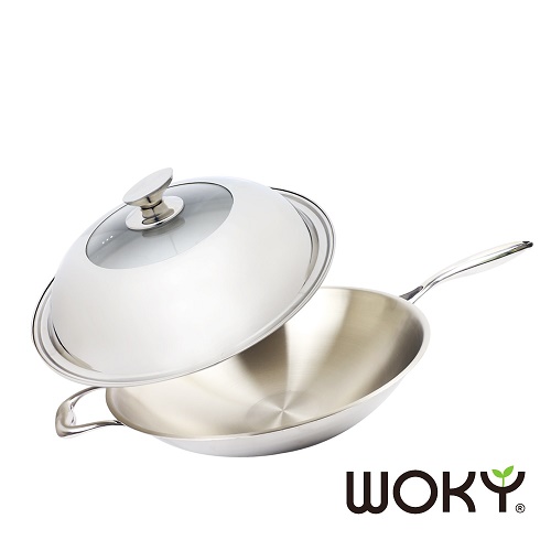 【WOKY沃廚】輕量化玫瑰金不鏽鋼萬用炒鍋36CM