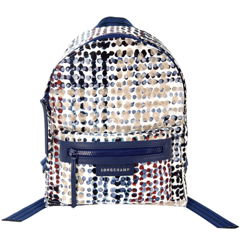 LONGCHAMP Le Pliage Néo Fantaisie - Polka 系列尼龍後背包(海軍藍)