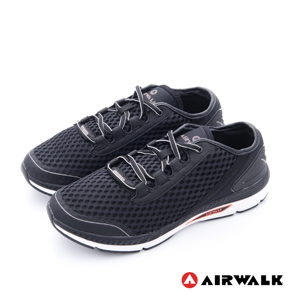 AIRWALK(男) - 輕勢力 雙層彈力網布透氣運動鞋-重黑
