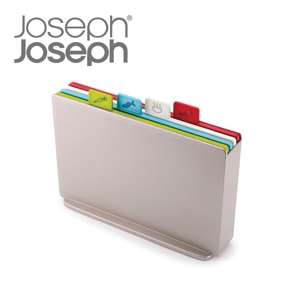 Joseph Joseph 檔案夾止滑砧板組-雙面附凹槽(小銀)