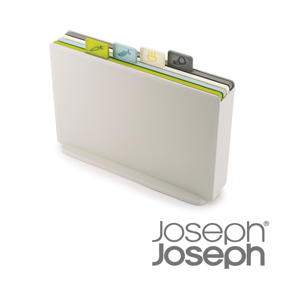 Joseph Joseph英國創意餐廚★檔案夾止滑砧板組-雙面附凹槽(自然色)★