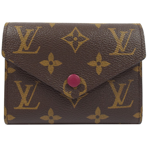 Louis Vuitton LV M41938 Victorine 經典花紋扣式錢短夾.紫紅_現貨