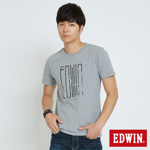 EDWIN 數位雜訊LOGO短袖T恤-男-麻灰色