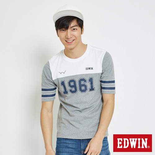 EDWIN 運動數位短袖T恤-男-麻灰色