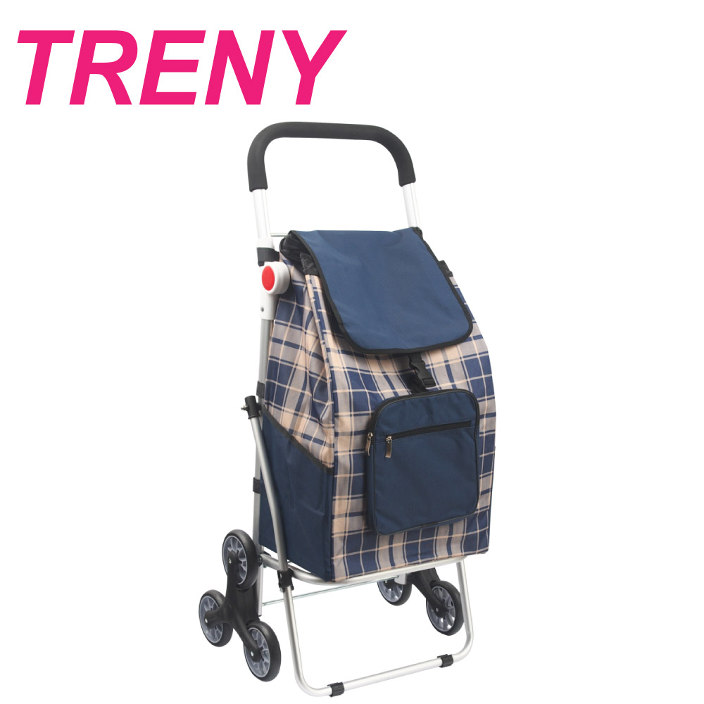 TRENY 鋁合金購物車 - 藍格 ( 菜籃車 )