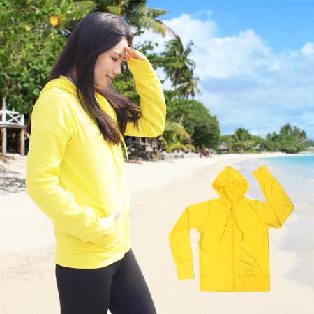 【日本熱銷】COLORFULl抗UV吸排涼感連帽外套 防曬手袖 (黃色)