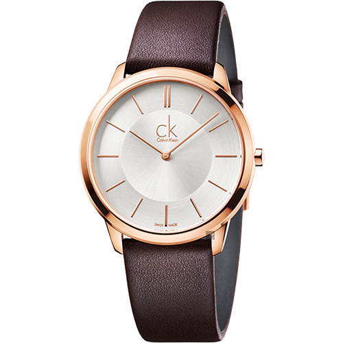 Calvin Klein CK Minimal 極簡時尚腕錶-銀x玫瑰金框/40mm K3M216G6