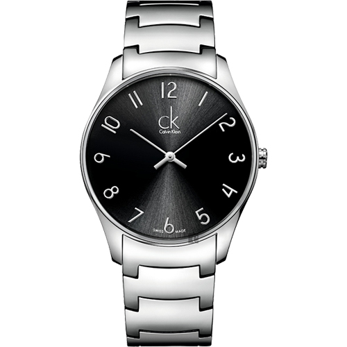Calvin Klein CK Classic 極簡經典腕錶-黑x銀/38mm K4D2114X